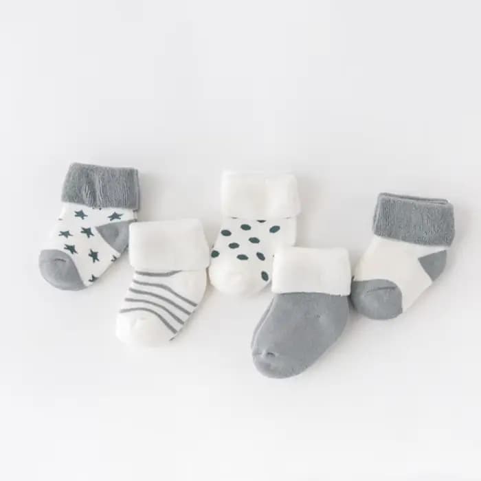 5 paire/lot nouveau garçon et fille bébé chaussettes épais nouveau-né automne et hiver chaud pied chaussette