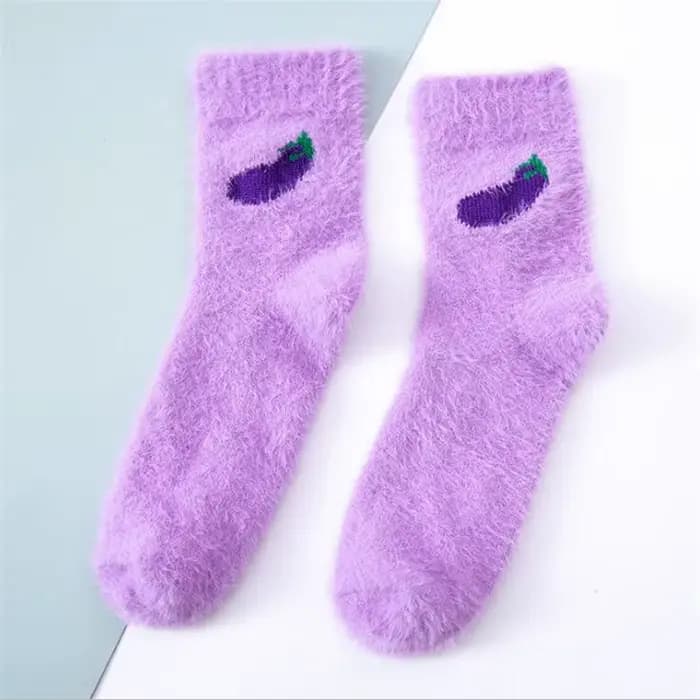 Femmes fruits moelleux chaussettes automne hiver thermique flou heureux femme dames chaud avocat cerise plancher sommeil chaussette pour dame filles