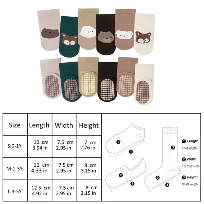6 paires de chaussettes antidérapantes d'intérieur pour nouveau-nés. Convient aux