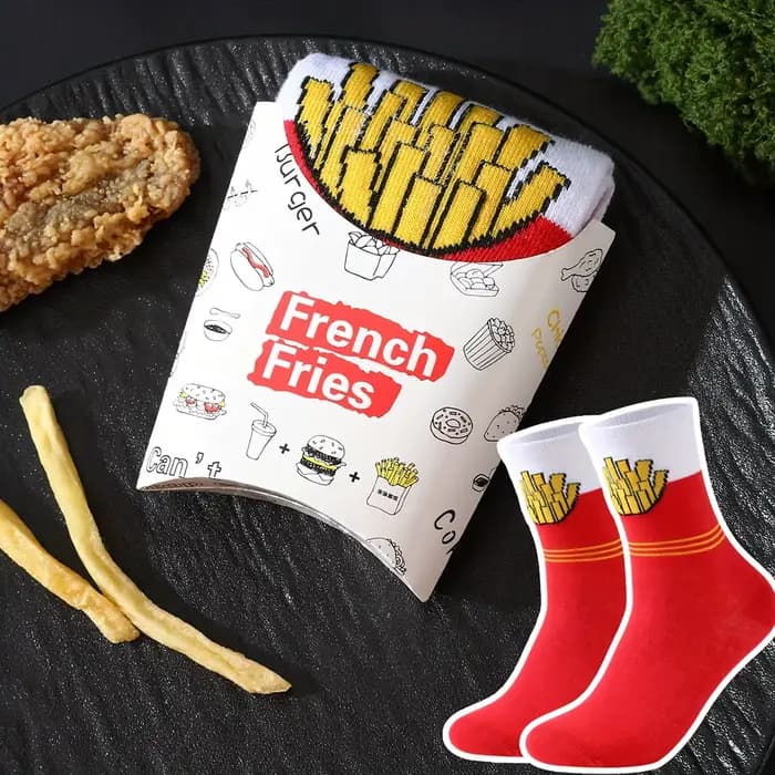 Chaussettes à motif de frites rouges amusantes