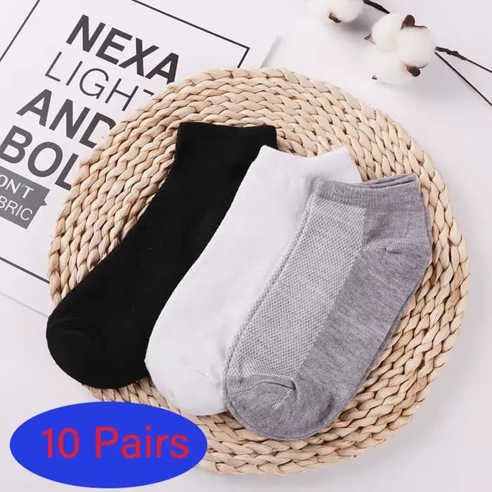10 paires/lot chaussettes respirantes pour hommes cheville courte élastique couleur unie maille coton affaires unisexe chaussette grande taille EU38-46