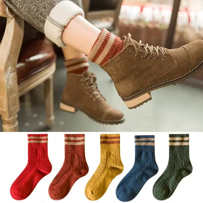 Kawaii femmes hiver chaud doux laine rayé longues chaussettes floues pour fille douce maison intérieur sol dormir audacieux lignes serviette chaussette cadeau