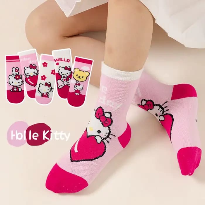 Chaussettes pour filles Hello Kitty mignonnes