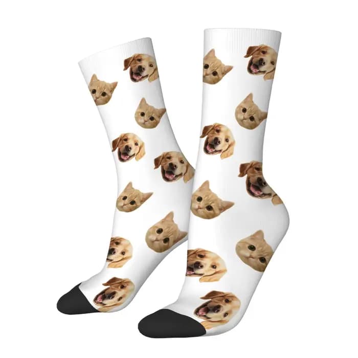 Ensemble de chaussettes personnalisées pour animaux de compagnie, assorties pour les couples, cadeaux personnalisés pour les propriétaires de chiens et de chats, chaussettes amusantes pour hommes impr