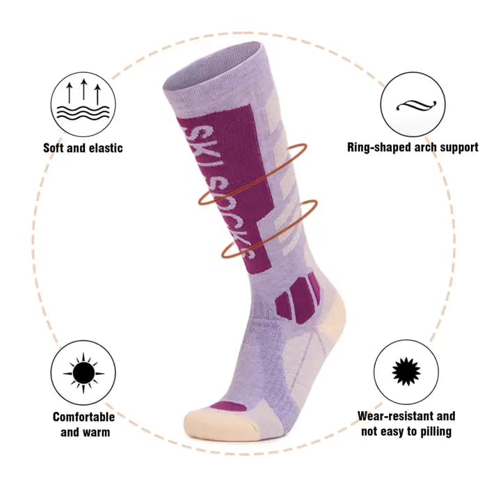 Chaussettes hautes thermiques en laine mérinos pour femmes