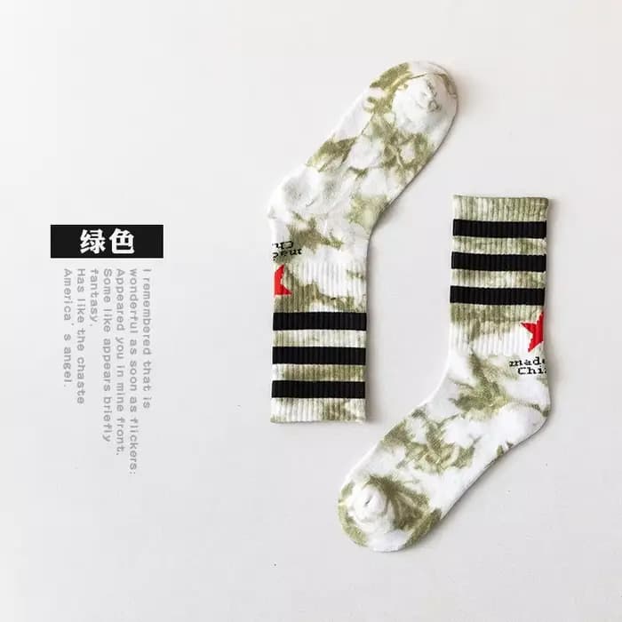Chaussettes unisexes pour hommes et femmes, en coton rayé, tie-dye, style streetwear, hip hop, harajuku, pour le basketball, le skateboard, le sport, chaussettes amusantes, cadeau, calcetine