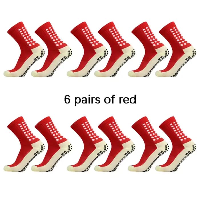 6 paires de chaussettes de sport classiques antidérapantes avec points adhésifs, chaussettes de football