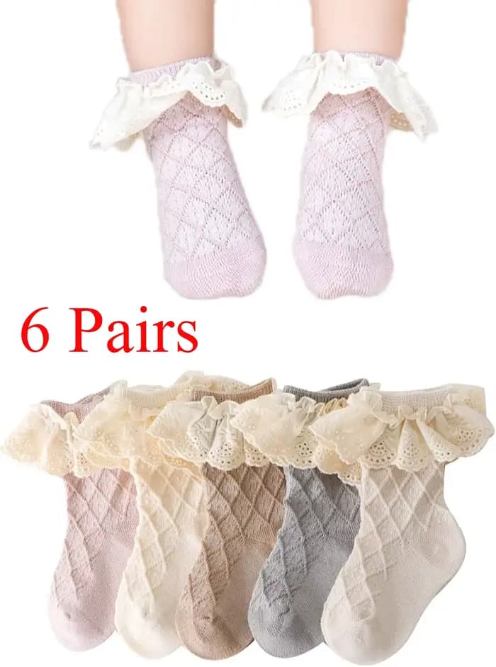 6/1 paires bébé 0 fille chaussettes princesse enfant en bas âge uniforme