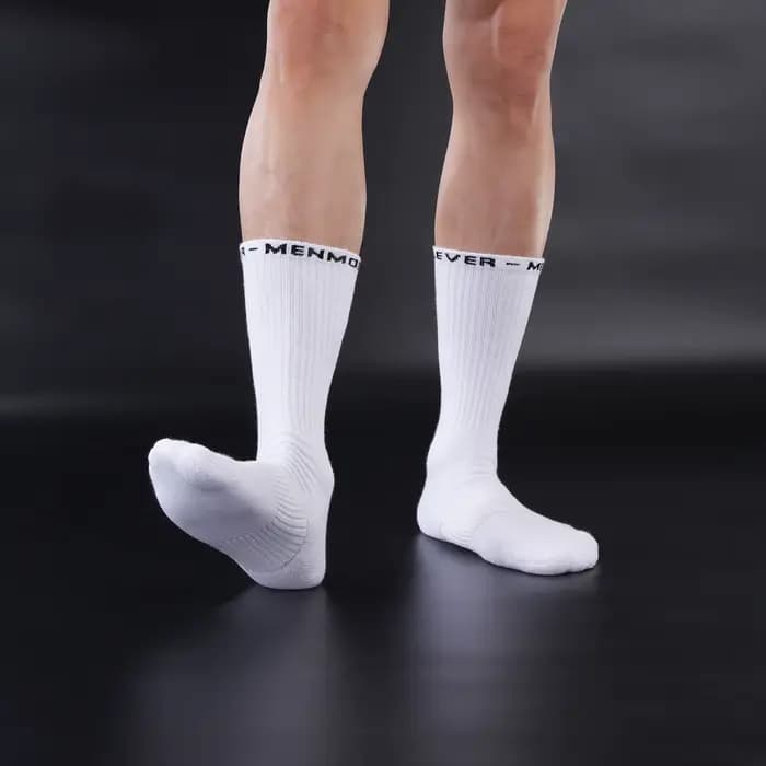 Chaussettes mi-mollet en tissu éponge blanc pour homme