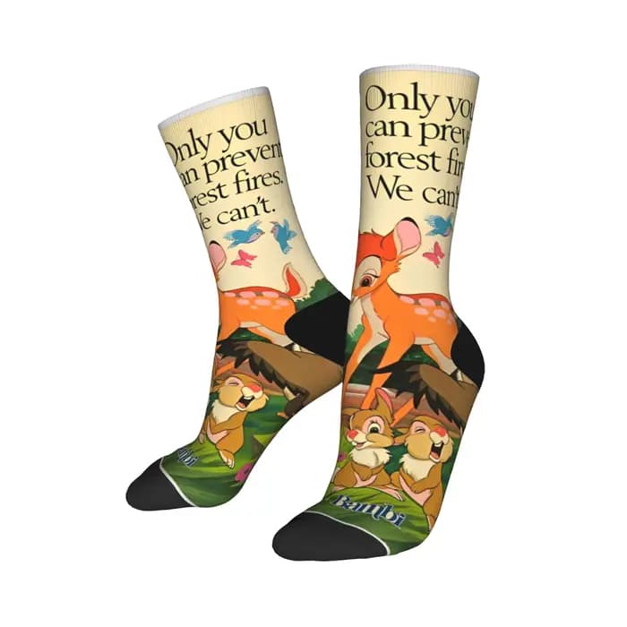 Adultes hommes chaussettes Bambi dessin animé bas anti-dérapant qualité chaussettes automne à la mode personnalisé Sports de plein air chaussettes