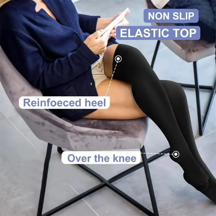 1 paire de chaussettes de compression sportives à hauteur de cuisse pour la course à pied