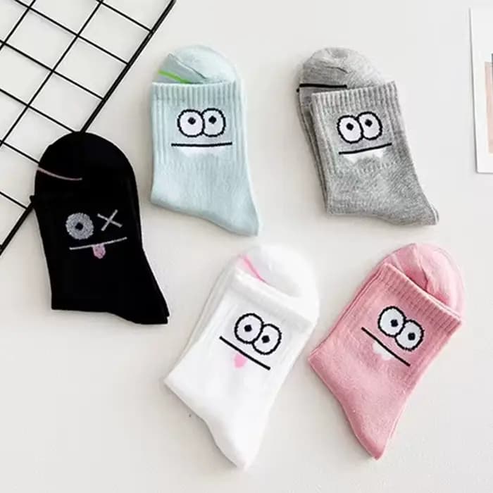 5 paires de chaussettes imprimées Expression mignonnes