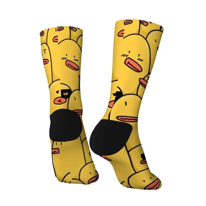 Chaussettes pour hommes imprimées de canard de dessin animé drôle