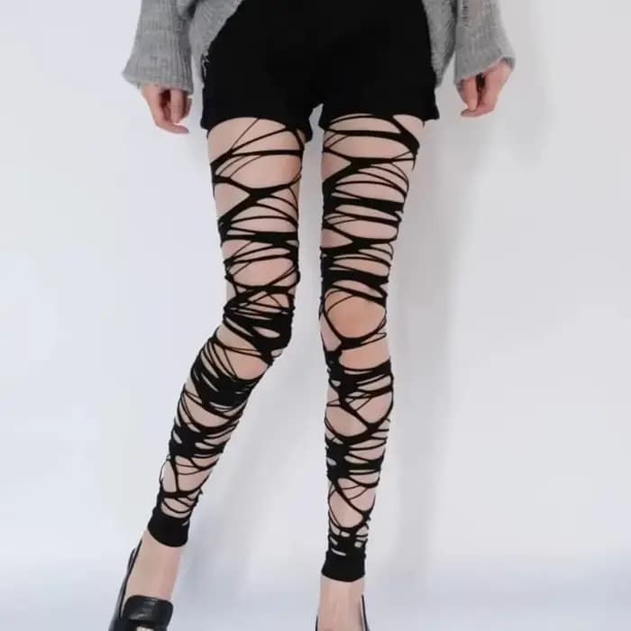 Collants résille déchirés pour femmes, respirants, confortables, tendance, style gothique punk, ajourés