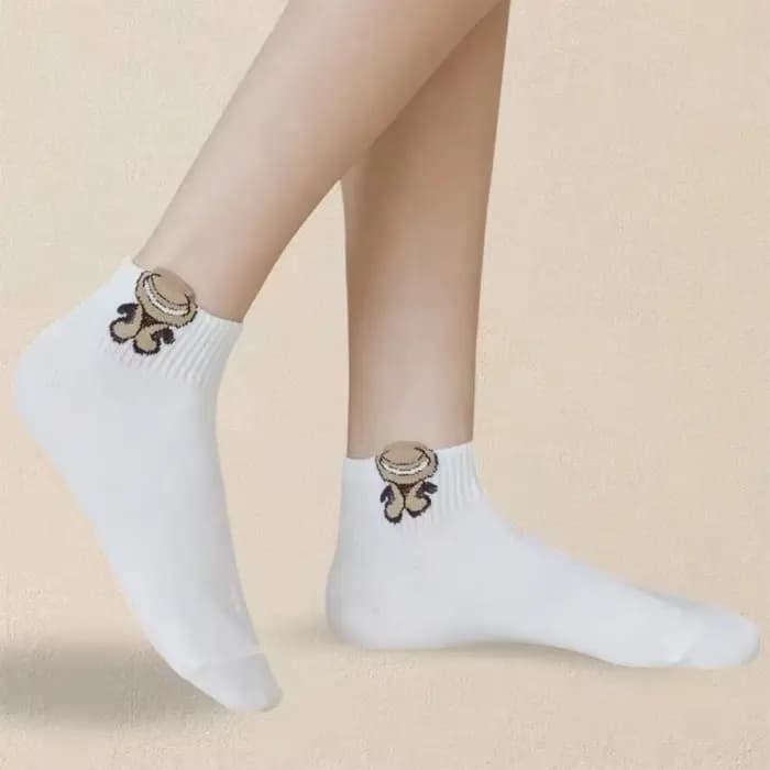 5/10/20 paires femmes dessin animé ours en peluche à motifs cheville chaussettes polyvalentes à la mode créative