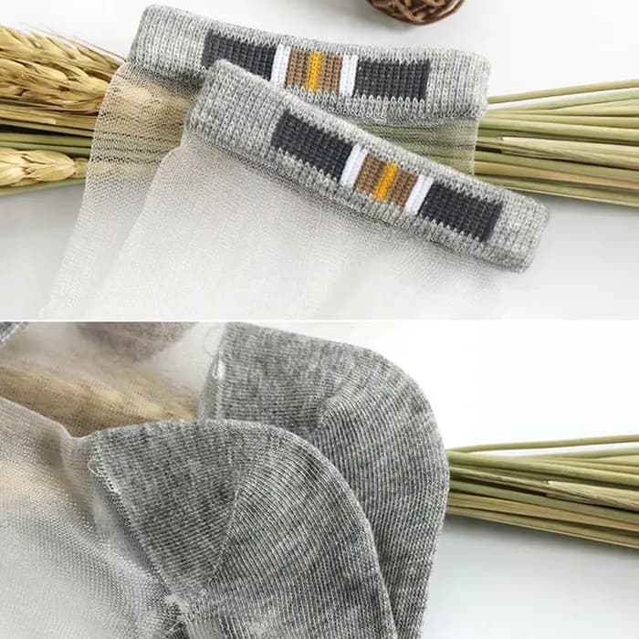 Chaussettes courtes invisibles en coton pour hommes, transparentes, antidérapantes, en soie de verre