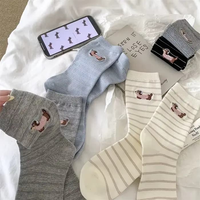 Nouveau mignon broderie dessin animé animaux chaussettes drôle