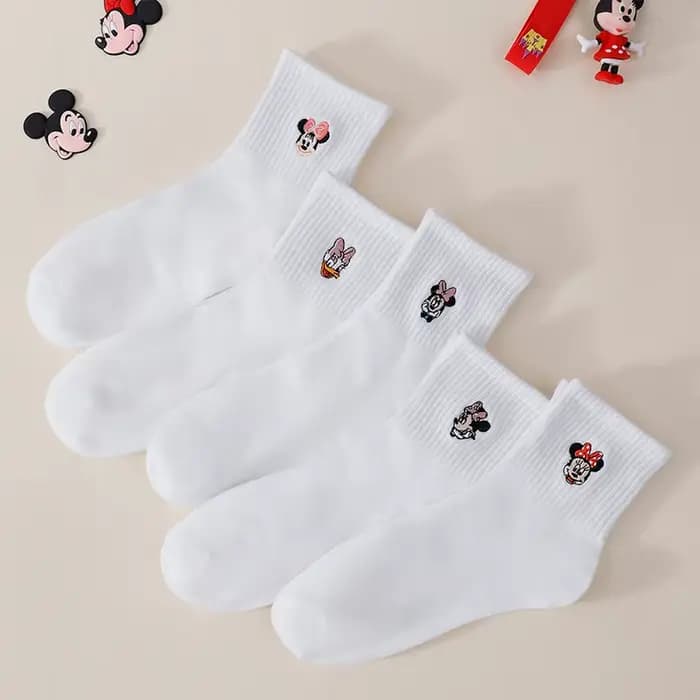 5 paires de chaussettes blanches à la mode et mignonnes pour femmes