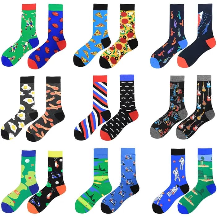 Chaussettes Harajuku pour hommes avec impression drôle AB asymétrique mode