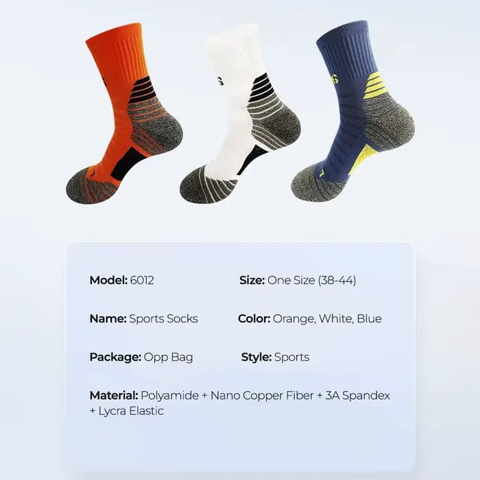 Chaussettes de sport déodorantes en cuivre Nano pour hommes