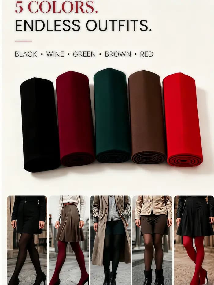 5 paires de collants en velours mat uni