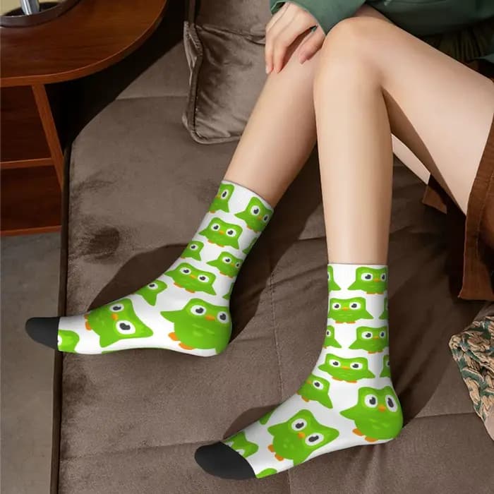 Duolingo hibou Duo chaussettes Harajuku bas Super doux toutes saisons