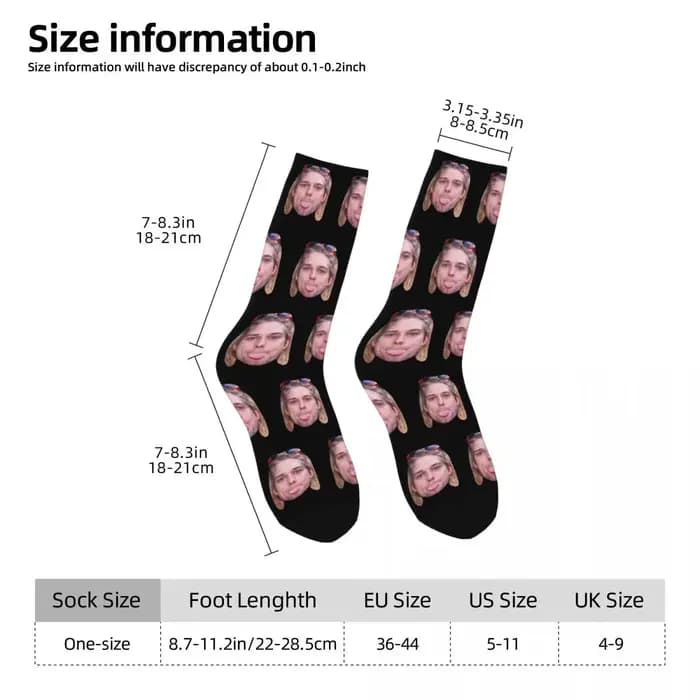 Kurt Cobain langue chaussettes hommes femmes Polyester