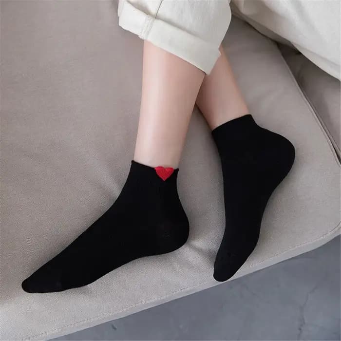 Chic nouvelles femmes été printemps mignon 3D rouge amour coeur cheville chaussettes drôle heureux frais littéraire collège Style court Sokken