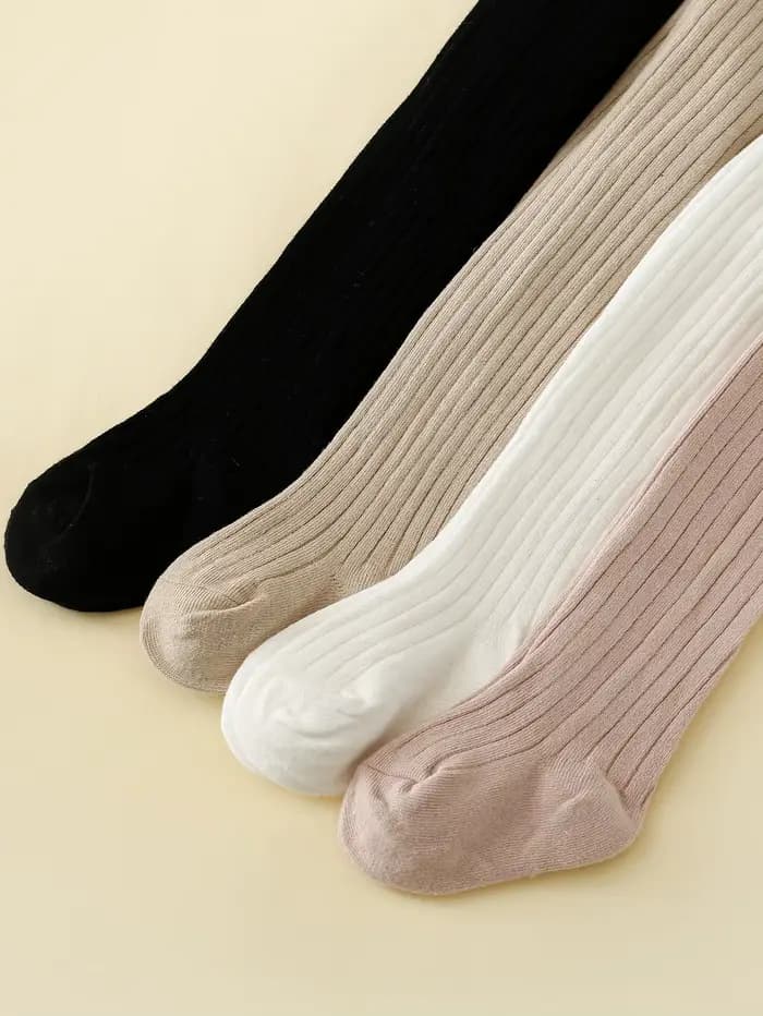 4 paires de collants solides pour petites filles