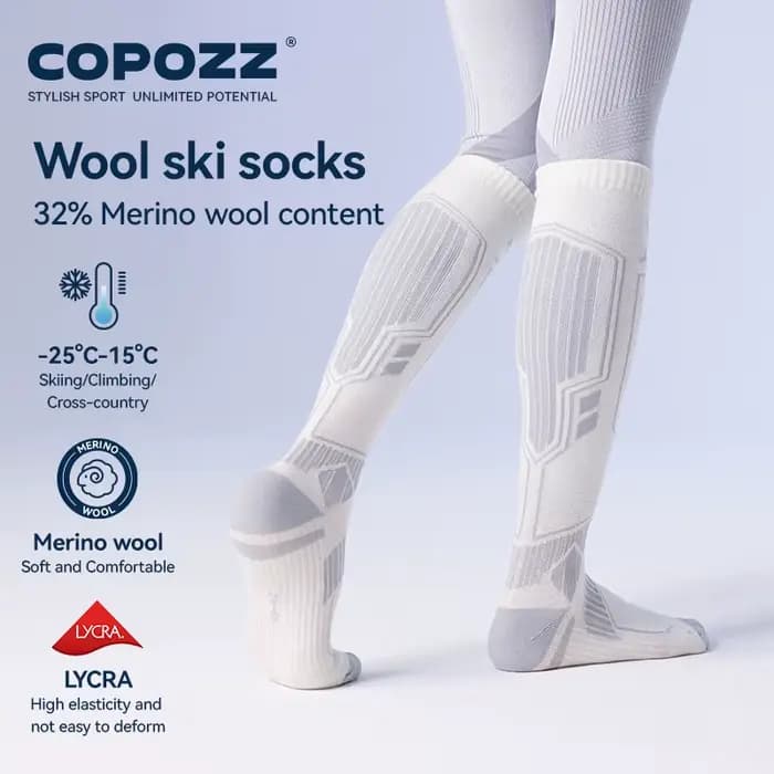 COPOZZ nouvelles chaussettes de Ski d'hiver hommes femmes thermique laine mérinos longues