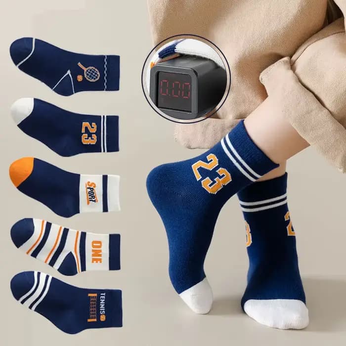 Chaussettes mi-tube en coton respirant pour enfants