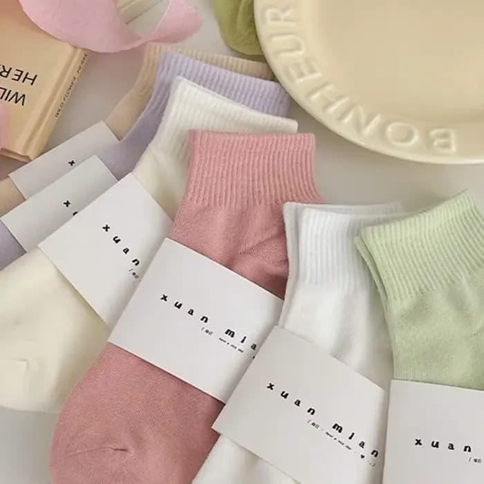 5/10 paires femmes Macaron couleur chaussette courte à la mode Simple doux confortable absorbant la sueur respirant