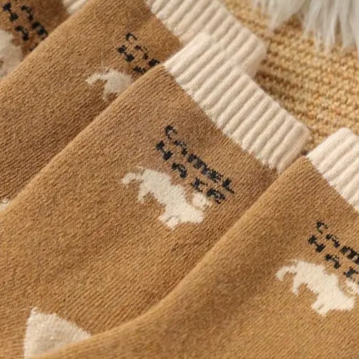 5 paires de chaussettes chaudes en poils de chameau pour hommes et femmes