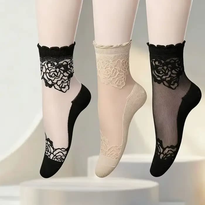 Chaussettes transparentes en dentelle invisible à volants doux