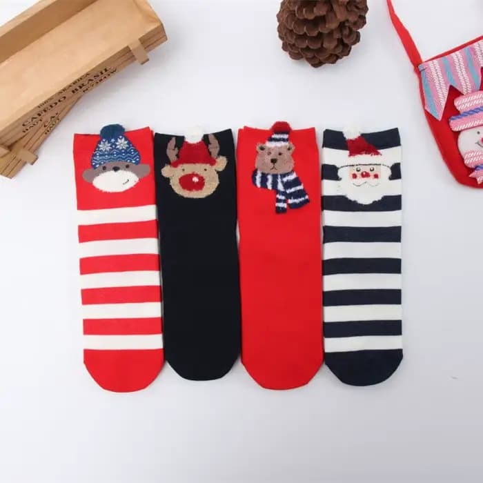 3 paires/lot femmes décontracté hiver chaussettes de noël cerf renard ours chien wapiti coton dessin animé chaud doux Sokken cadeau de noël livraison directe