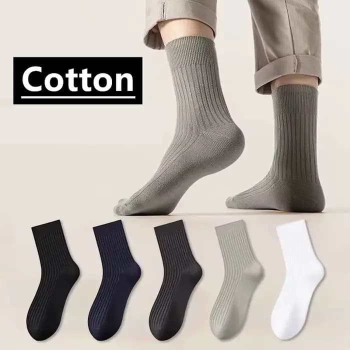 Chaussettes en coton mi-mollet pour toutes les saisons, monochromes et polyvalentes, 5 paires