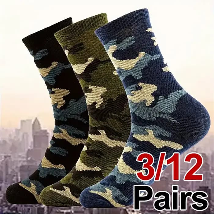 3/12 paires de chaussettes mi-tube camouflage pour hommes