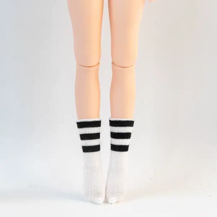 Chaussettes rayées pour poupée Blythe BJD, noires, à la mode, Kawaii, athlétiques, douces, accessoires de vêtements miniatures pour Licca Azone OB24 YMY
