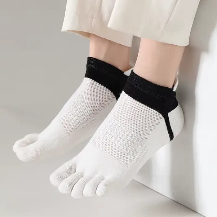 6 paires/lot été hommes chaussettes de sport couleur unie doux respirant coton cheville 5 doigts