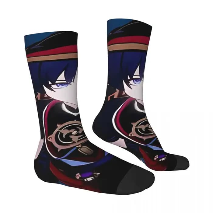 Scaramouche Genshin Impact bas personnalisés nouveauté chaussettes printemps anti-dérapant
