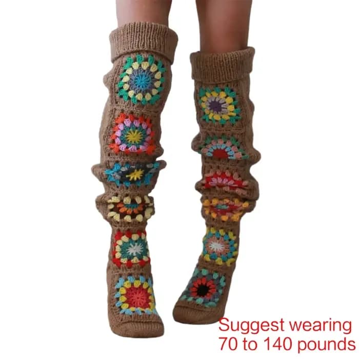 Chaussettes hautes au Crochet Vintage pour femmes
