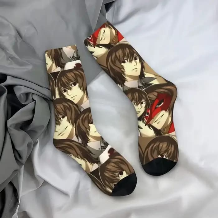 De nombreux visages de Goro Akechi chaussettes Harajuku bas de haute qualité toutes saisons