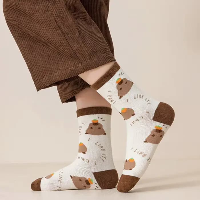Chaussettes mi-tube en coton ours mignon pour enfants