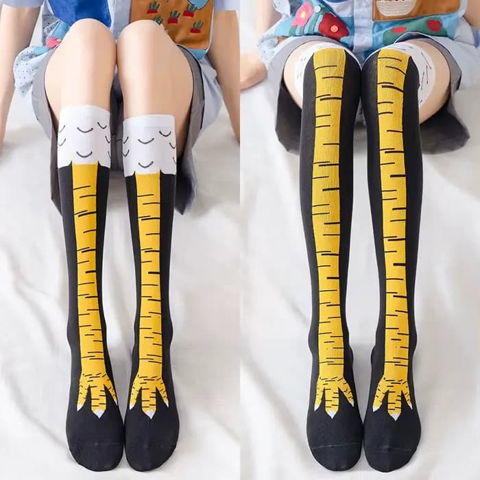 Hommes femmes drôle 3D poulet chaussettes imprimer dessin animé Cosplay haute flexibilité cuisse