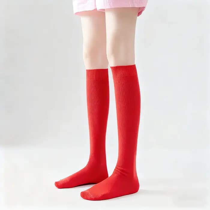 Élégant coloré genou haute femmes chaussettes d'hiver Dopamine couleur unie Klein bleu Rose rouge