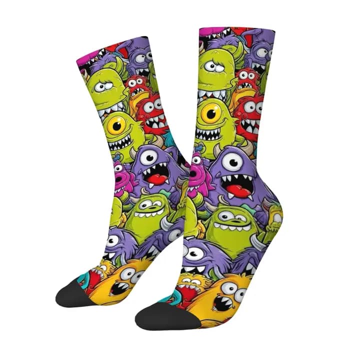 Chaussettes pour hommes motif monstre mignon de dessin animé
