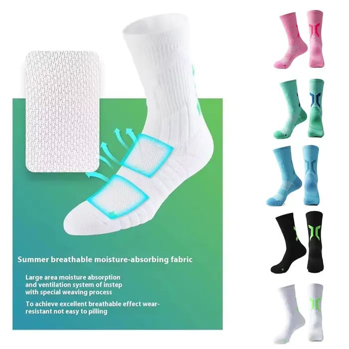 1 paire de chaussettes de sport montantes à manches longues, Support de cheville solide, chaussettes de basket-ball professionnelles pour hommes, chaussettes de Badminton longues respirantes