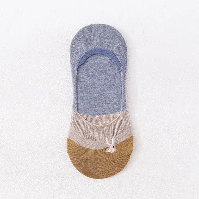 Chaussettes bateau pour femme avec broderie lapin Kawaii