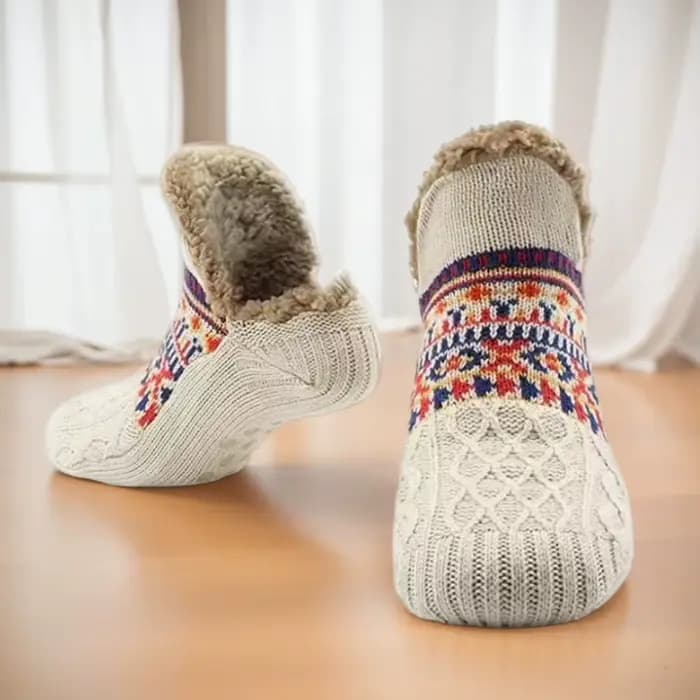 Chaussettes pantoufles d'intérieur antidérapantes pour hommes et femmes, chaussettes de couchage thermiques pour la maison, idéales pour Noël