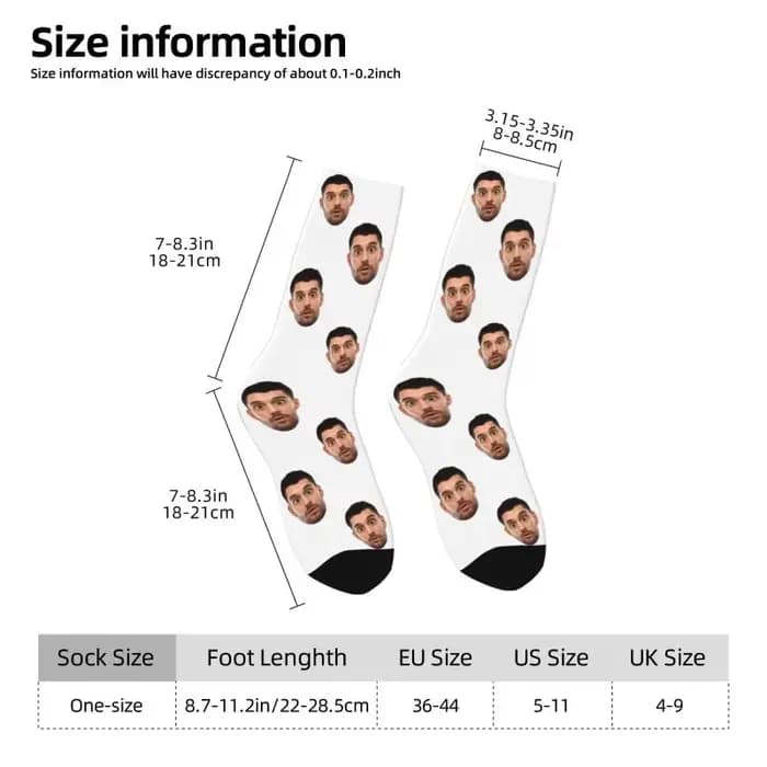 Chaussettes personnalisées avec Photo de visage drôle pour hommes et femmes